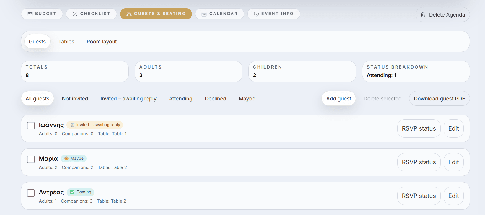 Guests & RSVPs in One Place